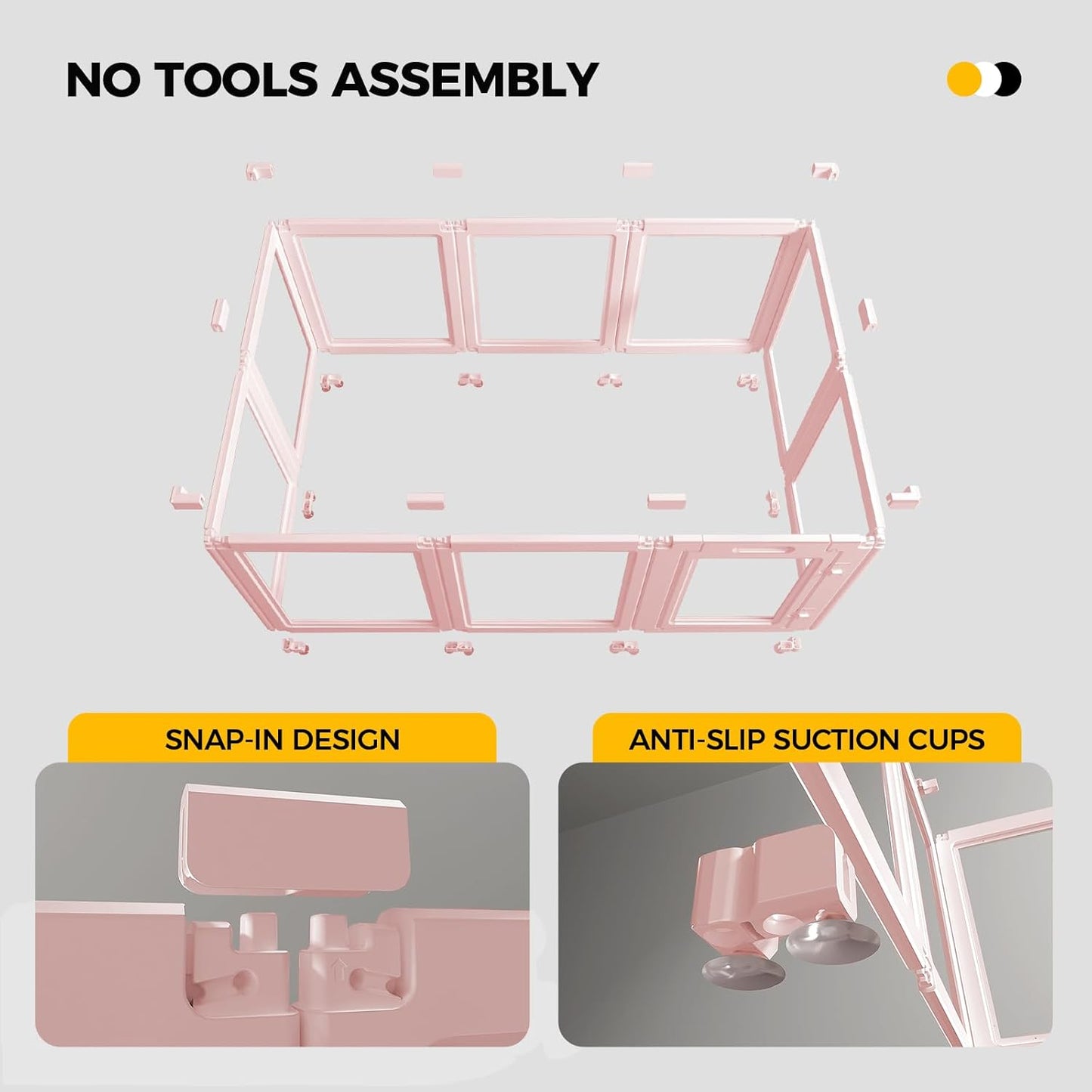 Clear Acrylic Plastic Dog Playpen - Clear Dog Play Pen - Easy Assemble Acrylic Dog Playpen - Puppy Playpen, Cat Playpen, Small Animal Playpen, Dog Play Pen Indoors (Pink-23.6" H, 8PCS)