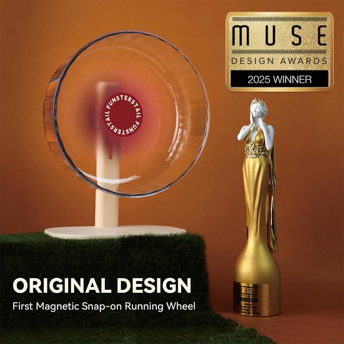 Super Silent Hamster Wheel 10.4 Inch, Magnetic Large Rat Wheel for Chinchilla, Gerbil, Guinea Pig, Cat, Mouse, Sugar Glider and Dwarf, Syrian Hamster Accessories (Tomato Red)