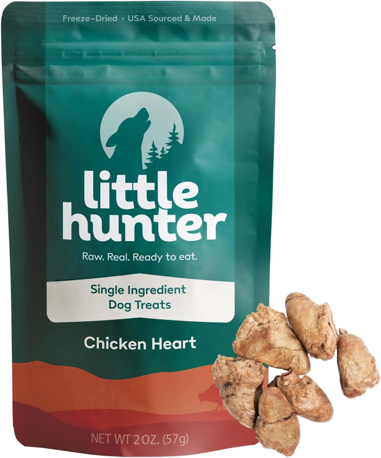 Little Hunter Freeze Dried Dog Treats - Chicken Hearts - Raw Single Ingredient Chicken Heart Dog Treats for Snacks, Training, Dog Food Toppers - All Natural, Healthy Dog & Puppy Treats, 2 oz