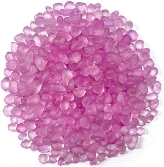 Glass Stones, 0.85LB/385g Aquarium Gravel Rocks, Rose Red Pebbles for Fish Tank, Sea Glass for Vase Filler Craft