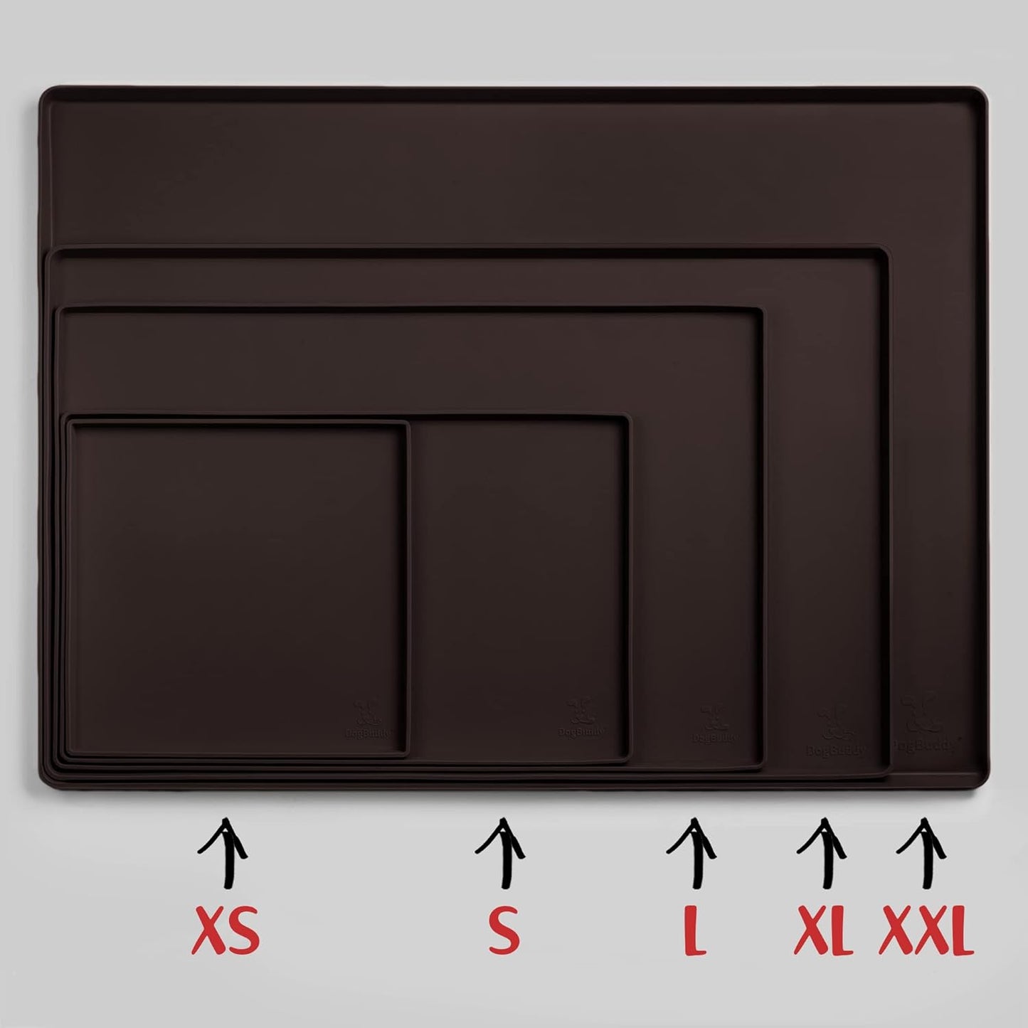 DogBuddy Dog Food Mat – Waterproof Dog Bowl Mat for Food and Water, Silicone Pet Feeding Mats for Floors, Non-Slip Placemat with High Edges for Dogs Bowls, Puppy Essentials (S: 19" x 12", Coffee)