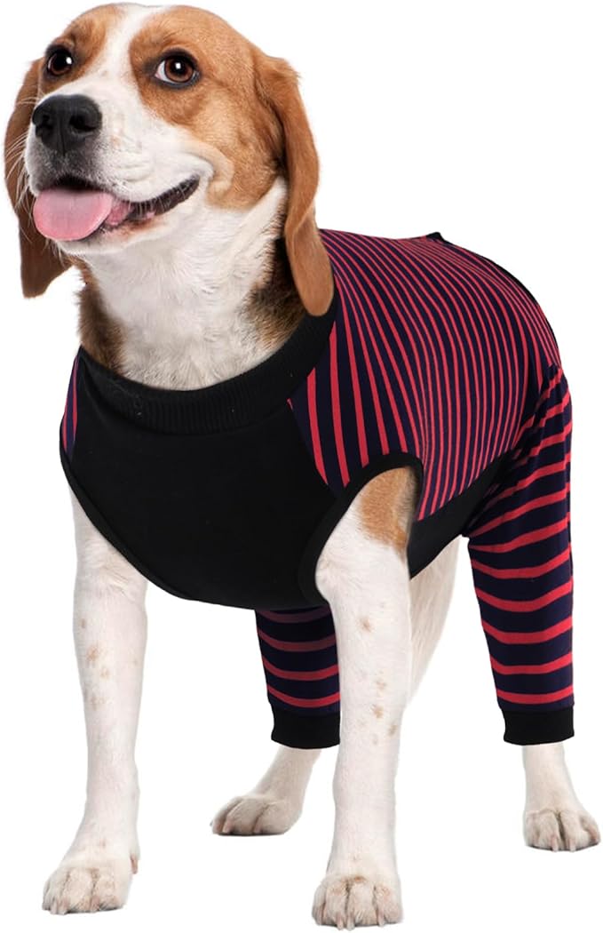 Kuoser Dog Recovery Suit for Back Legs,Soft Dog Surgery Suit with Sleeves to Stop Licking,Dogs Recovery Sleeve Elbow Protector Pet Surgical Onesie for Abdominal Wounds Dogs Cone Alternative,Red M