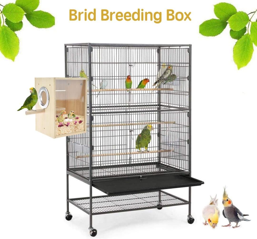 Bird Nest Box Parakeet Breeding Nest Box Bird Nest House Wooden Acrylic Transparent Breeding Box for Finch Lovebirds Cockatiel Budgie Conure Parrot