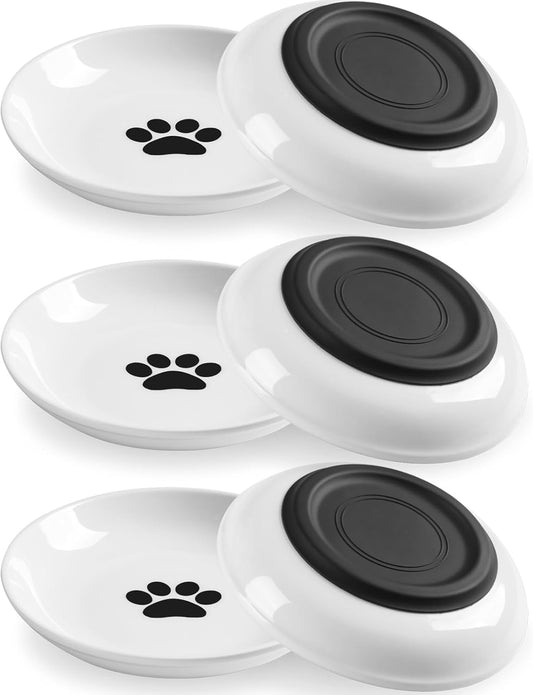 Cat Food Bowl,Healthy Ceramic Cat Bowls for Indoor Cats,Anti Whisker Fatigue Cats Dishes Set,Shallow Wide Kitten Plates for Food and Water,Non-Slip Silicone Bottom,6 Pack
