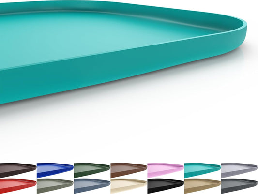 Silicone Pet Feeding Mat with Raised Edge for Food and Water, Dog Bowl Mats, Cat Bowls Placemat with High Lip for Floor Waterproof, Rubber Tray for Cats and Dogs 24 x 16 x0.8 Dark Turquoise