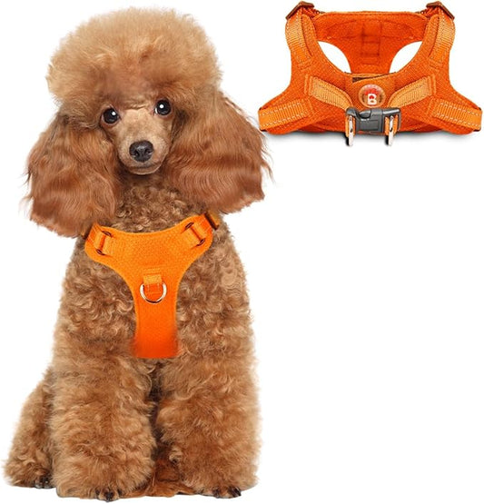 Dog Harness Step in Dog Vest Harness, Reflective Adjustable Puppy No Pull Harness Breathable Soft for Small and Medium Dogs Cats, Orange, XS