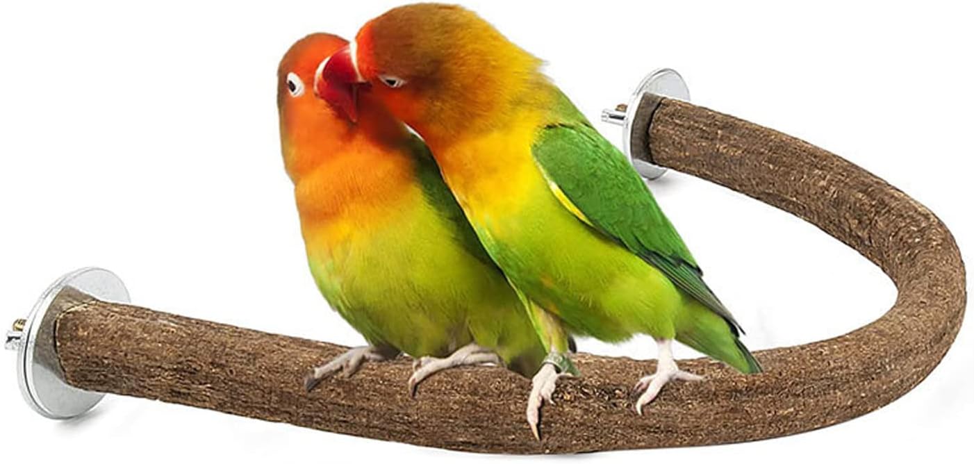 Allazone Bird Natural Wood Stand Perch Swing U Shape Natural Parrot Perch Bird Stand Pole for Parakeet, Conure, Cockatiel, Budgie, Lovebirds