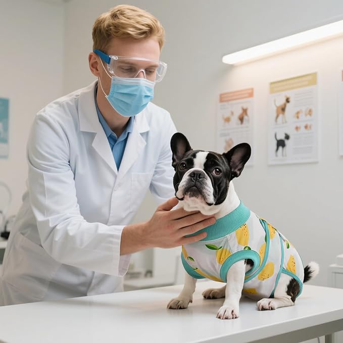 Kuoser Recovery Suit for Dogs Cats After Surgery, Professional Pet Recovery Shirt Dog Abdominal Wounds Bandages, Substitute E-Collar & Cone,Prevent Licking Dog Onesies Pet Surgery Recovery Suit