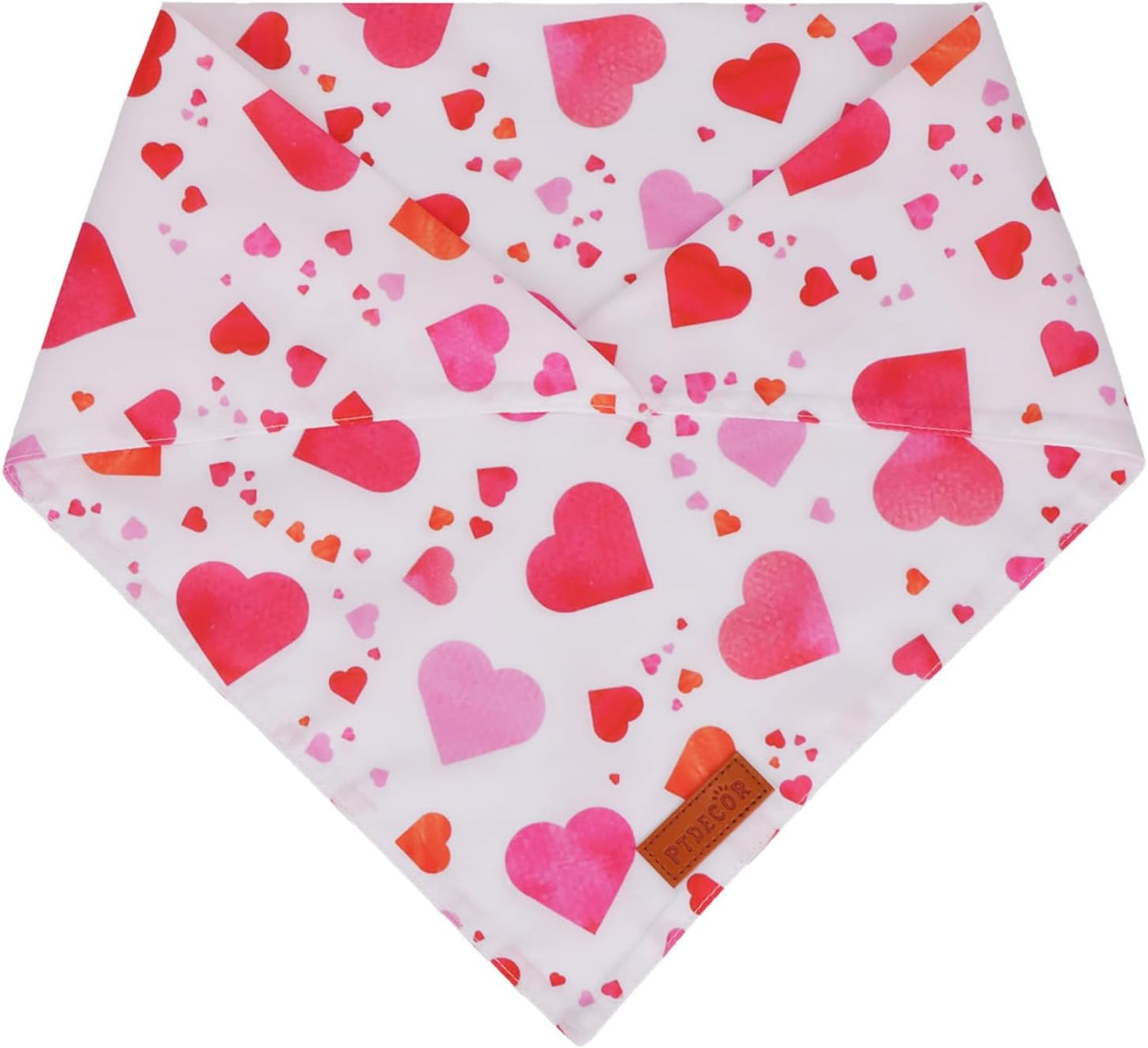 PTDECOR Valentine Dog Bandana, White Purple Love Heart Design Reversible Dog Scarf, Triangle Valentine Bandanas for Small Pets (Small)
