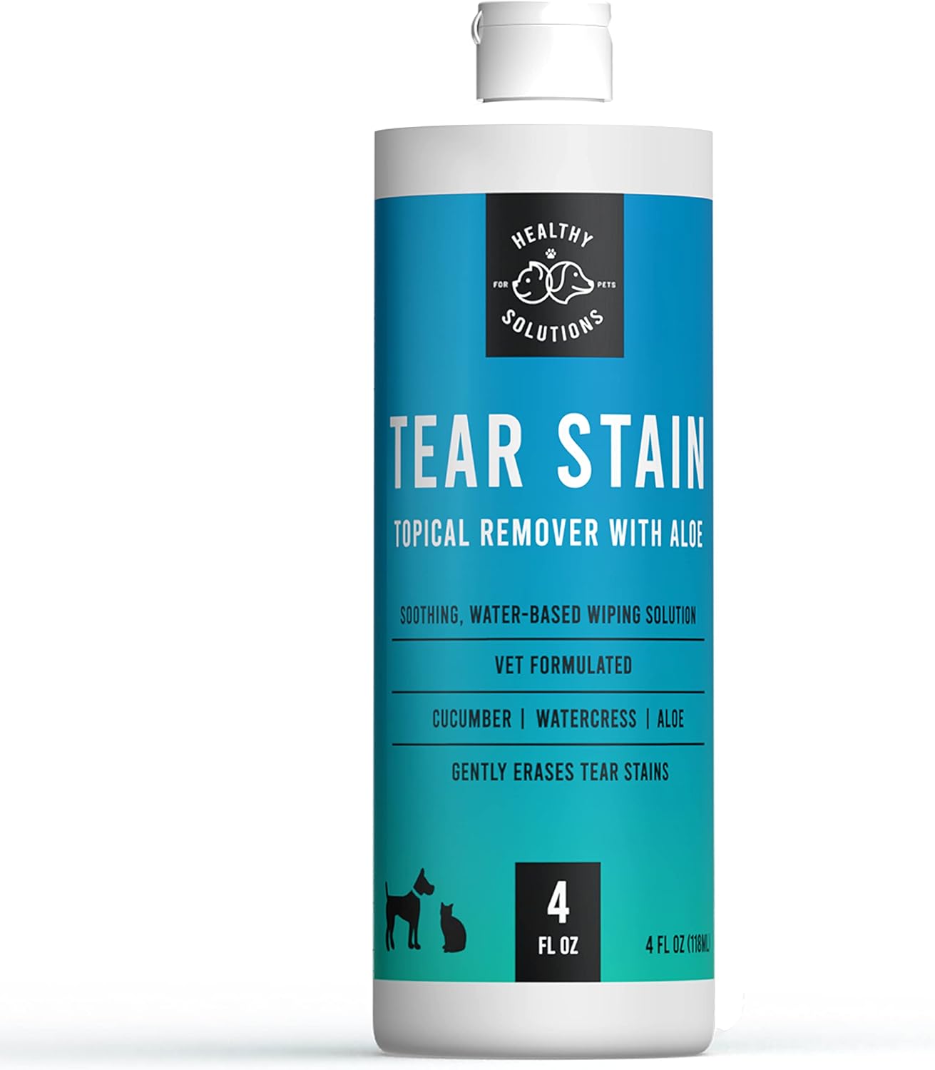Tear Stain Remover for Dogs - 4 fl oz Solution for White Dogs & All Other Dog Breeds - Eliminates Unsightly Eye Tear Stains for Dogs & Cats
