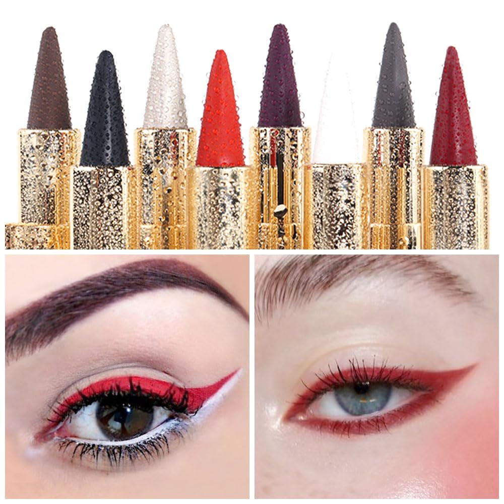 evpct 2Pcs Red Dark Red Gel Eye Liner Pencils Eye Black Face Paint Stick Halloween Makeup Set Waterproof Smudge Proof Liquid Eyeliner Pen Crayon Smokey Eye Liners delineador de ojos contra el agua