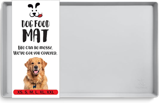 DogBuddy Dog Food Mat – Waterproof Dog Bowl Mat for Food and Water, Silicone Pet Feeding Mats for Floors, Non-Slip Placemat with High Edges for Dogs Bowls, Puppy Essentials (XXL: 32"x24", Mist)