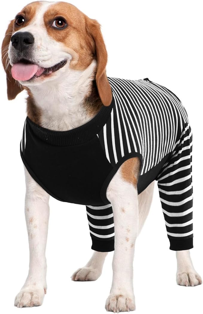 Kuoser Dog Recovery Suit for Back Legs,Soft Dog Surgery Suit with Sleeves to Stop Licking,Dogs Recovery Sleeve Elbow Protector Pet Surgical Onesie for Abdominal Wounds Dogs Cone Alternative,Black M