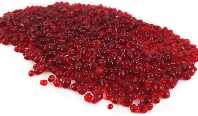 Lustering Decorative Round Glass Beads, Glass Marbles & Pebbles for Fire Pit Crafts, Resin Art & Vase Filler, Fish Tank & Aquarium Decoration, 3-6mm, 1-Pound (Red)