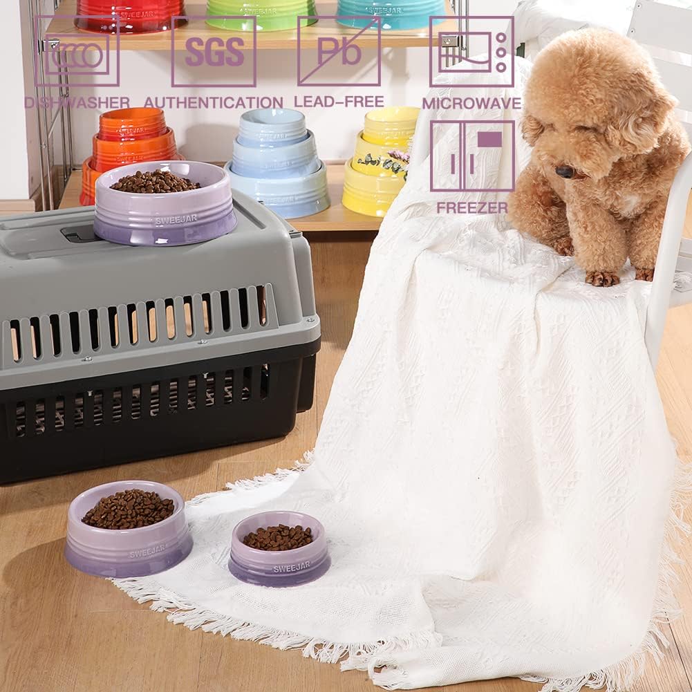 Sweejar Gradient Dog Bowl, Ceramic Dog Food Dish for Medium Dogs and Cat, Porcelain Pet Bowl for Food and Water 18 oz (Gradient Purple)