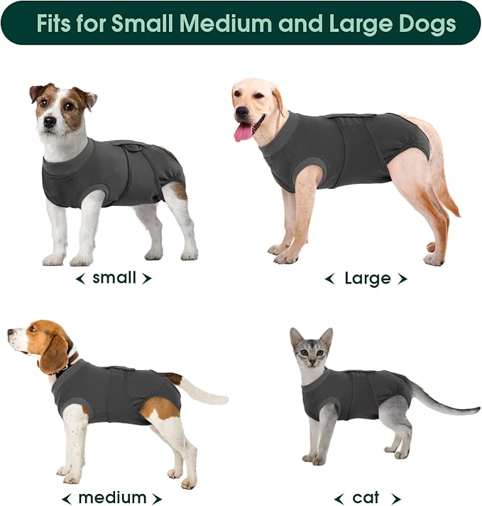 Kuoser Dog Surgery Suit Female Spay, Dog Recovery Suit Male Neuter, Puppy Clothes Onesie for Surgery Anti Licking Abdominal Wounds Pet Surgical Recovery Bodysuit Shirt, Substitute E-Collar & Cone