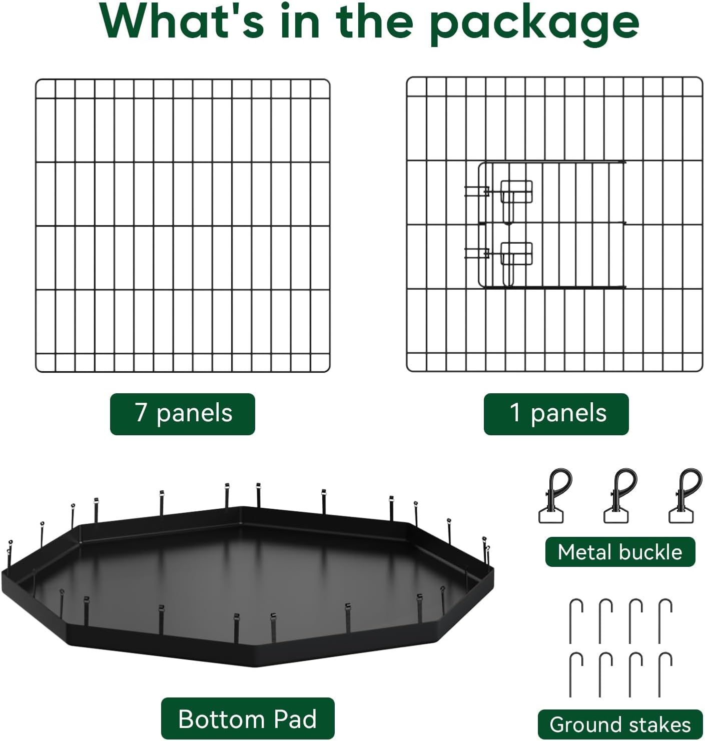 PJYuCien Dog Playpen, 8 Panels 42’’H Dog Pens Indoor with Bottom Pad, Metal Foldable Pet Puppy Exercise Fence Crate Kennel, Better for Medium and Big Animals,Black