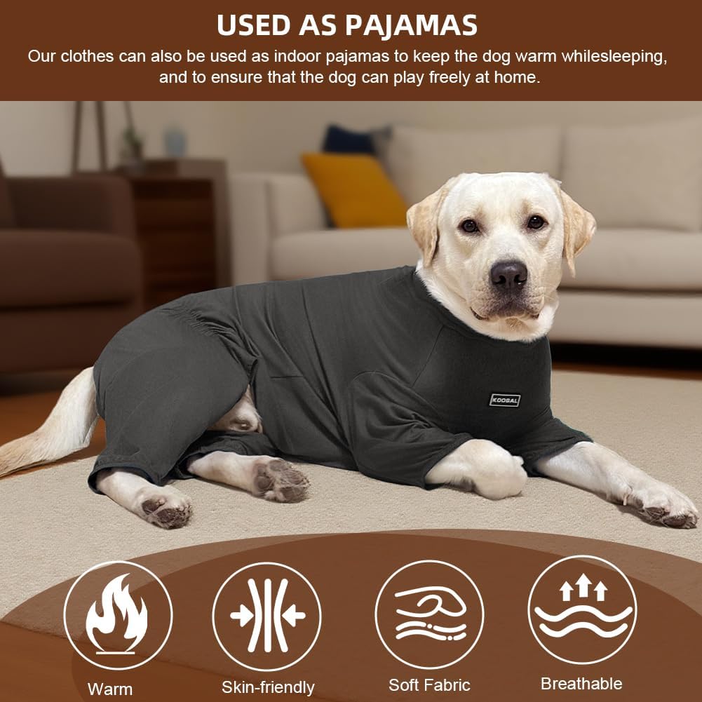 Dog Pyjamas PJS Sweater Clothes and Home Clothing Suitable for Medium to Large Breeds of Dogs, Dog Neutering Suits, Extra-Large Stretch Fabric, Four-Legged Clothes(Thin Dark Gray, 5XL)