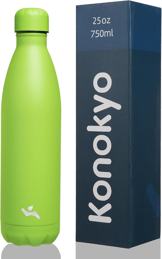 Insulated Water Bottles,25 oz Double Wall Stainless Steel Vacumm Metal Flask for Sports Travel,Green