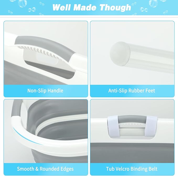 FHTONGE Elevated Dog Bathtub Grooming Station with Drain Adjustable Collar, 2 in 1 Collapsible Dogs Beautify Bathtub Portable Pet Washing Station, Pet Tub for Small Medium Dog Cat Shower Hairdressing