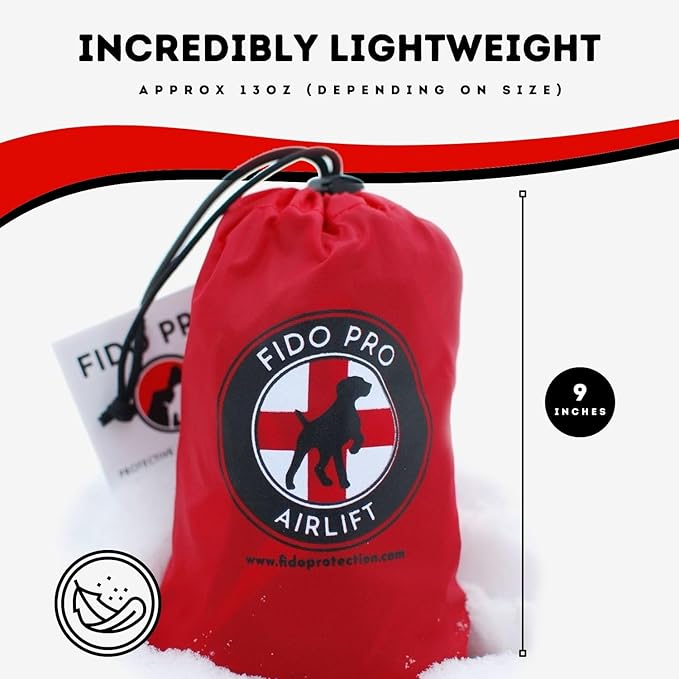 Fido Pro Airlift Emergency Dog Rescue Sling - Lightweight, Packable Dog Sling for Large Dogs with 8-Point Support System for Safe Transport - Ideal for Hiking, Skiing - Fits Dogs 45-70 lbs
