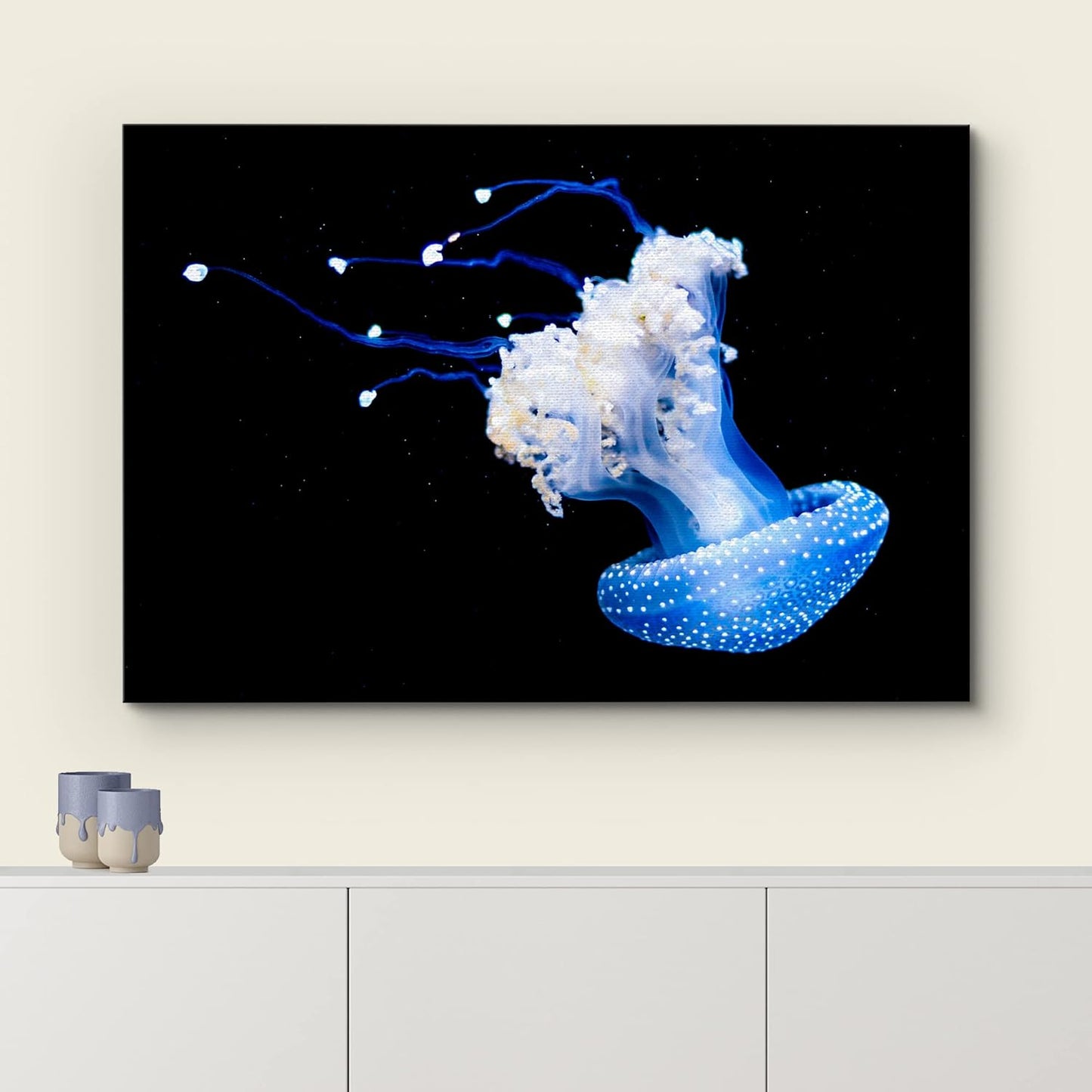 wall26 Canvas Print Wall Art Mystic Fantasy Tropical Blue X-Ray Jellyfish Nature Animals Photography Realism Rustic Scenic Landscape Wilderness Colorful for Living Room, Bedroom, Office - 12"x18"