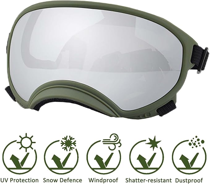 Medium Dog Sunglasses with Adjustable Strap UV Protection, Winproof Dog Puppy Sunglasses, Suitable for Medium Dog Pet Glasses, Dogs Eyes Protection,Soft Dog Goggles