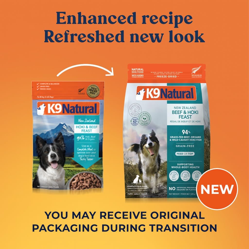 K9 Natural - Grain Free Freeze Dried Dog Food - Hoki & Beef, 17.6oz