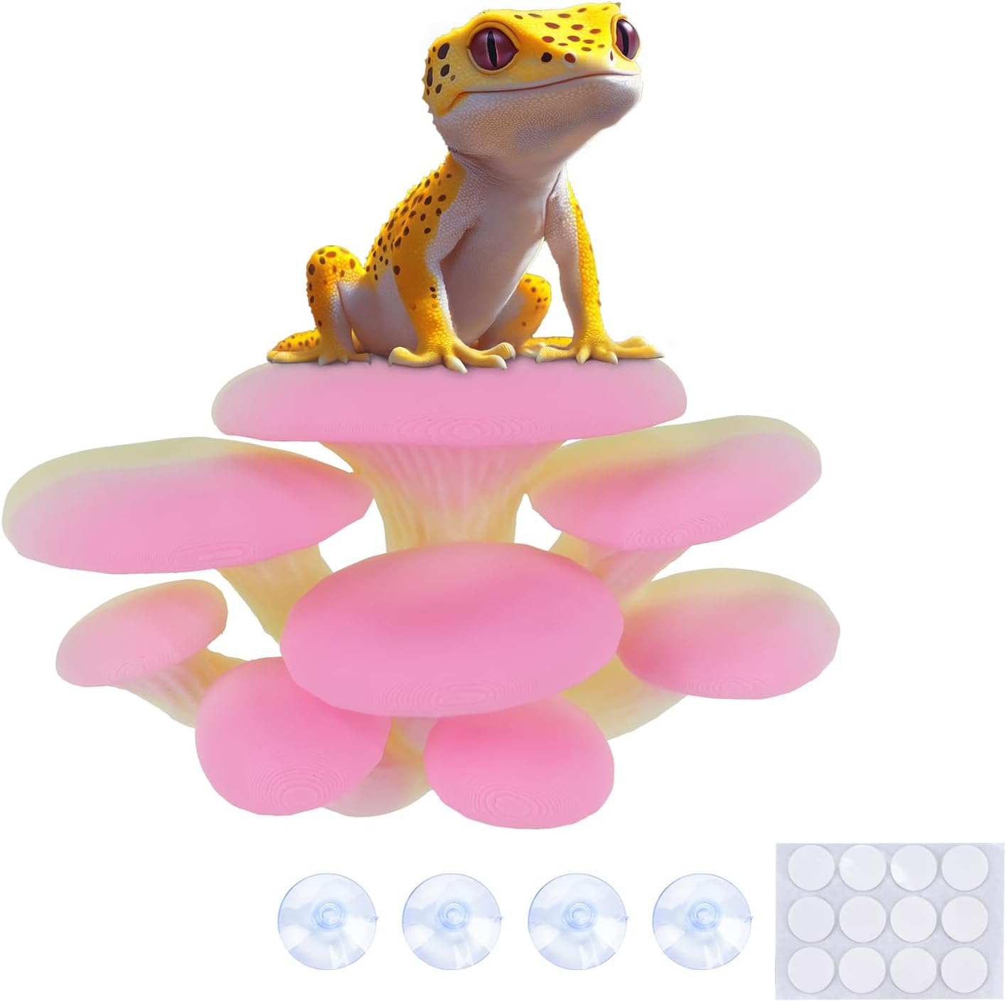 Mushroom Decor for Reptile Tank, Fish Tank, Pet-Safe Bearded Dragon Tank Accessories, Realistic Terrarium Plants for Leopard Geckos, Frogs, Snakes (Rainbow Cluster Cap, Randomly Ship)