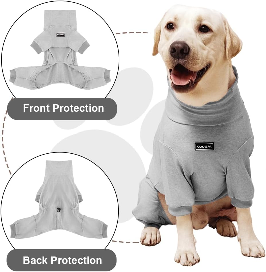 Dog Pyjamas PJS Sweater Clothes and Home Clothing Suitable for Medium to Large Breeds of Dogs, Dog Neutering Suits, Extra-Large Stretch Fabric, Four-Legged Clothes (Thin Gray, 4XL)