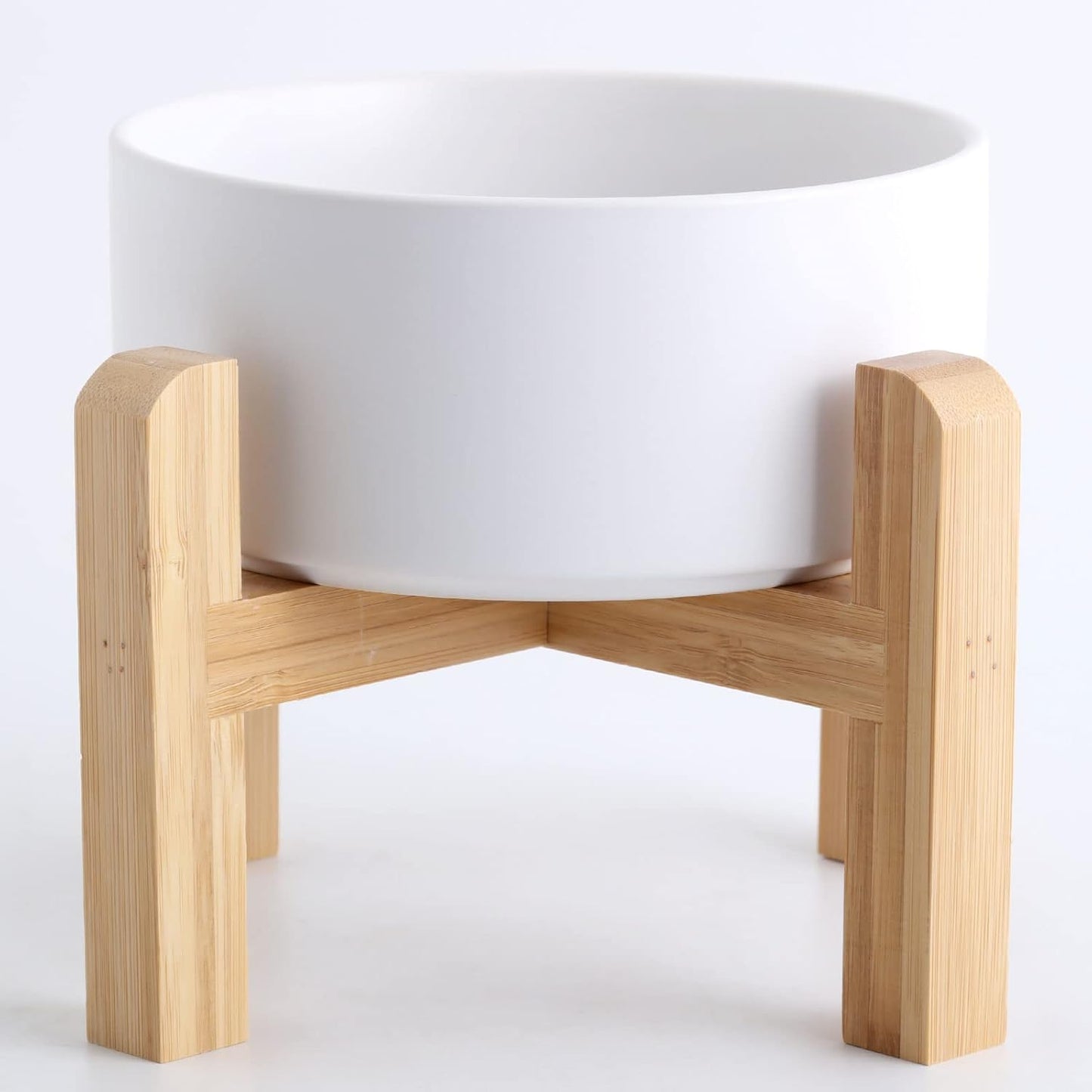 Petygooing White Elevated/Raised Ceramic Dog Bowl for Small Breeds, Dog Food Water Dish with Stand,Pet Feeding Bowl with Anti Slip Rubber for Cats and Small Dogs Puppy 13.5 OZ (5.1In / 1.7 Cups)