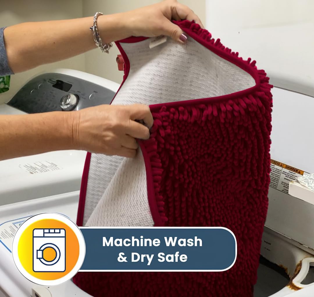 Muddy Mat® Original Dog Door Mat for Muddy Paws, Super Absorbent Microfiber, Non-Slip Washable Pet Rug, Quick Dry Chenille Entryway Carpet, Machine Washable Indoor Outdoor mat, Maroon 48"x60"