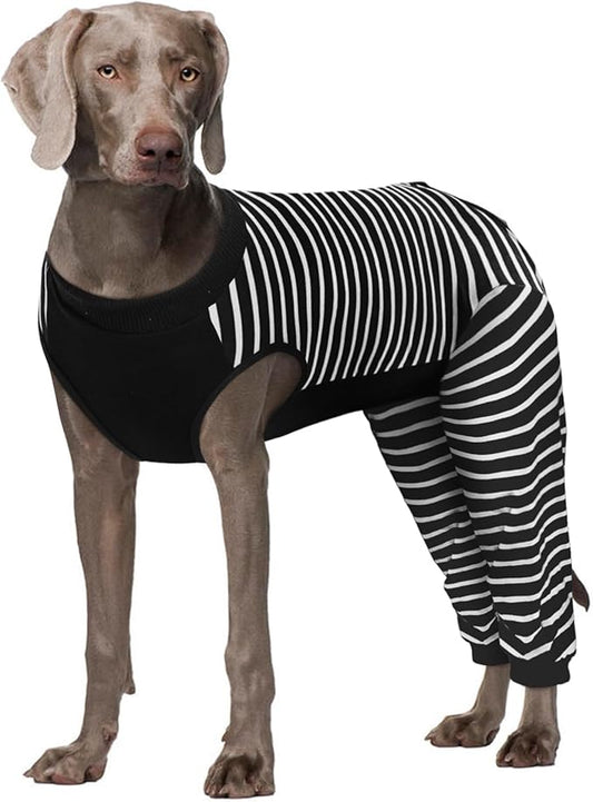 Kuoser Dog Recovery Suit, Anti Licking Dogs Rear Leg Sleeve, Abdominal Dog Surgical Suit with Pants Cover Protect Wounds, Dogs Elbow Protector Soft Pet Surgery Onesie Cone Alternative, Black 2XL