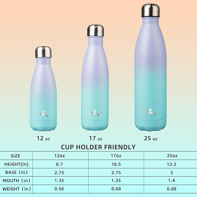 Insulated Water Bottles,25 oz Double Wall Stainless Steel Vacumm Metal Flask for Sports Travel,Lavender Green