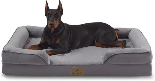 Bedfolks Orthopedic Dog Bed, Waterproof Dog Sofa Bed for Extra Large Dogs, Egg Foam Pet Couch Bed with Removable Washable Cover and Nonslip Bottom, Dark Grey