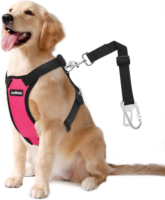 Dog Seat Belt, Safety Vest Dog Car Harness with Adjustable Buckle Dog Seat Belt for Vehicle Nylon Pet Safety Seat Belts Heavy Duty(XXL, Magenta)