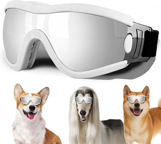 Medium Dog Sunglasses with Adjustable Strap UV Protection, Winproof Puppy Sunglasses, Suitable for Dogs Eyes Protection，Soft Dog Goggles