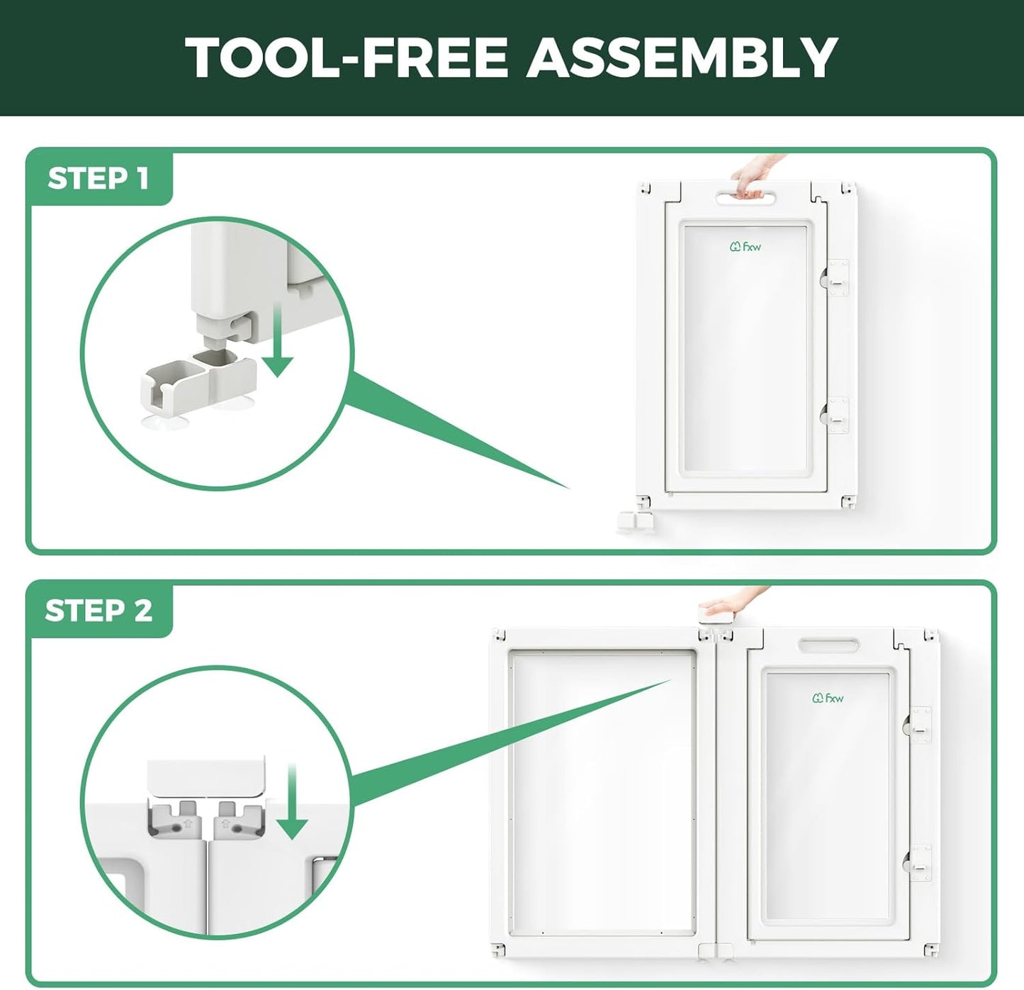 FXW AuraSpace Acrylic Indoor Unleashed Dog Playpen for Medium Dogs, 35 Inch, 10 Panels, White