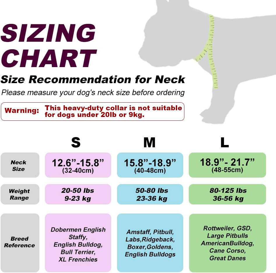 TSPRO Tactical Dog Collar 1.5 Inch Wide Thick Dog Collars with Heavy Duty Metal Buckle, Durable, Strong, Adjustable for Medium to Large Dogs (Purple L)