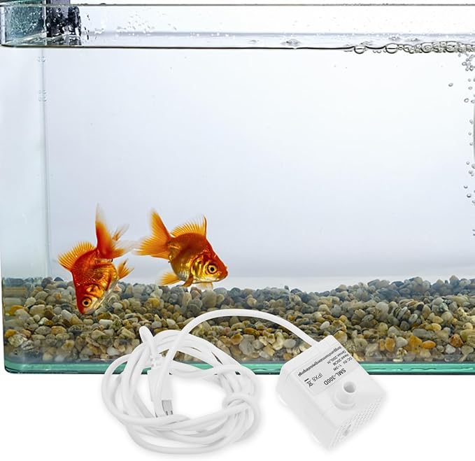 Housoutil Mini Submersible Water Pump, Quiet Usb Fountain Pump for Pet Water Fountain, Aquarium, Hydroponics, White