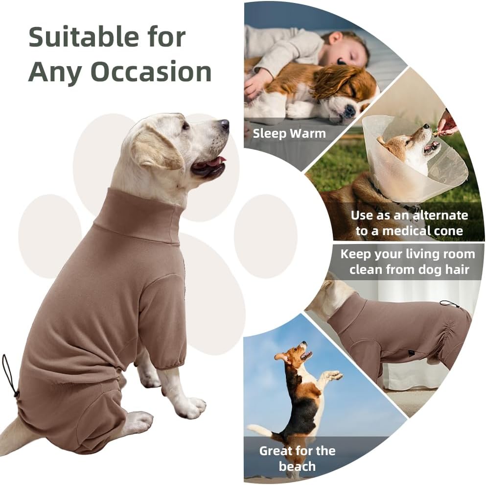 Dog Pyjamas PJS Sweater Clothing and Home Clothing Suitable for Medium to Large Breeds of Dogs, Dog Neutering Suits, Extra-Large Stretch Fabric, Four-Legged Clothes (Thickened Coffee, 2XL)