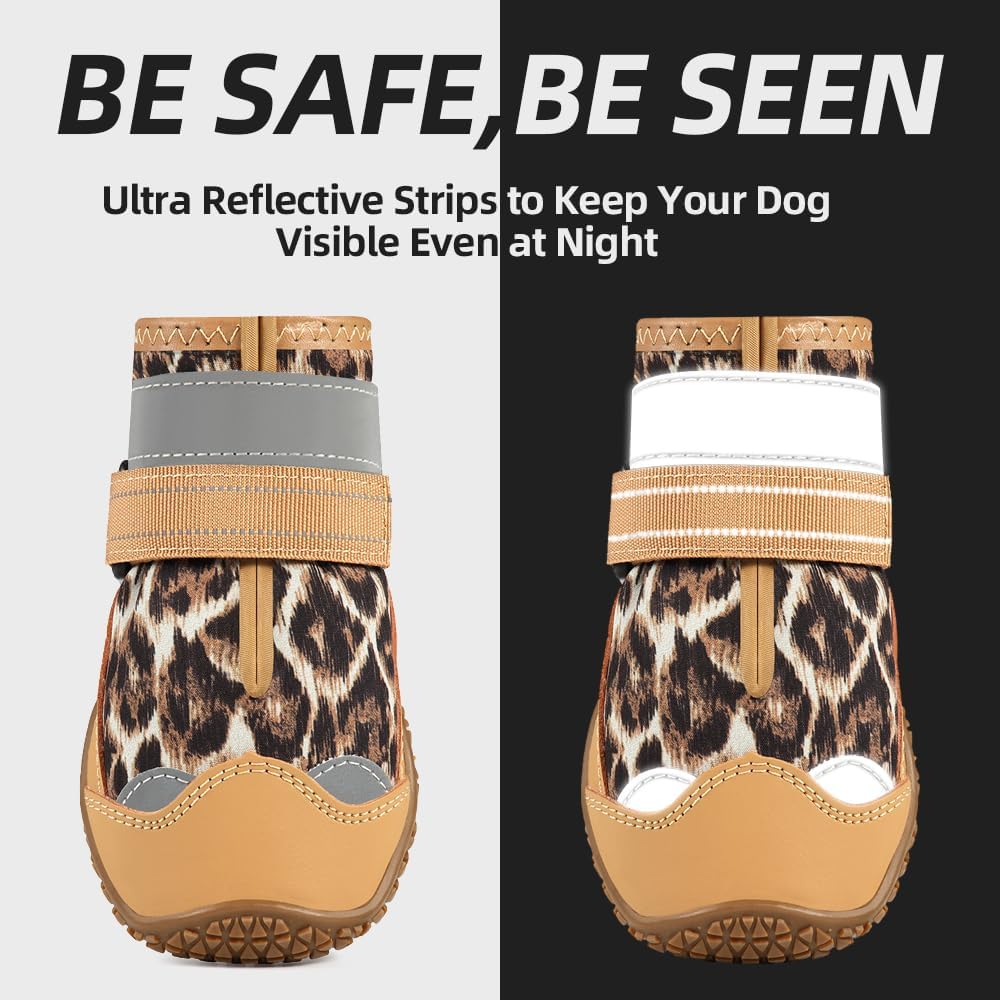 Dog Shoes for Small Dogs, Dog Boots & Paw Protectors for Hardwood Floors, Outdoor Dog Booties for Hot Pavement Winter Snow Hiking, Waterproof Dog Shoes with Reflective Strips Size 1
