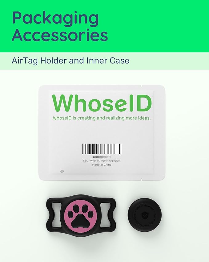 IP68 Waterpoof Dog Air tag Holder, Stretchy Silicone Full Body Covered Apple Air Tag Holder for Dog Cat Collar Fit All Width Collar (Black & Rose, 1 Pack)