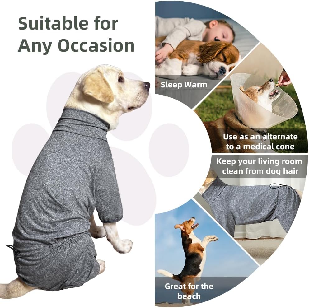 Dog Pyjamas PJS Sweater Clothes and Home Clothing Suitable for Large to Giant Breeds of Dogs, Dog Surgery Recovery Suit, Extra-Large Stretch Fabric, Four-Legged Clothes(Thin Forid Gray, 6XL)