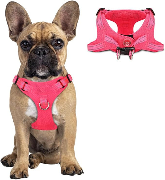 Dog Harness Step in Dog Vest Harness, Reflective Adjustable Puppy No Pull Harness Breathable Soft for Small and Medium Dogs Cats, Pink, S