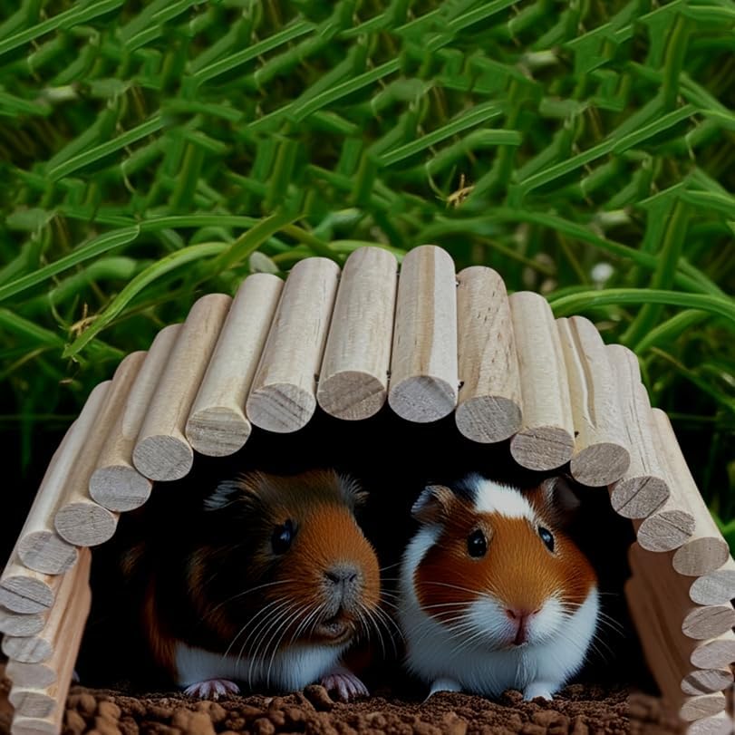 SIMENA Wooden Hamster Suspension Bridge Toy, Hamster Fencing, Natural Climbing Ladder for Dwarf Hamsters, Syrian Hamsters, Mice, Gerbils & Small Pets (Plain, 15.75")