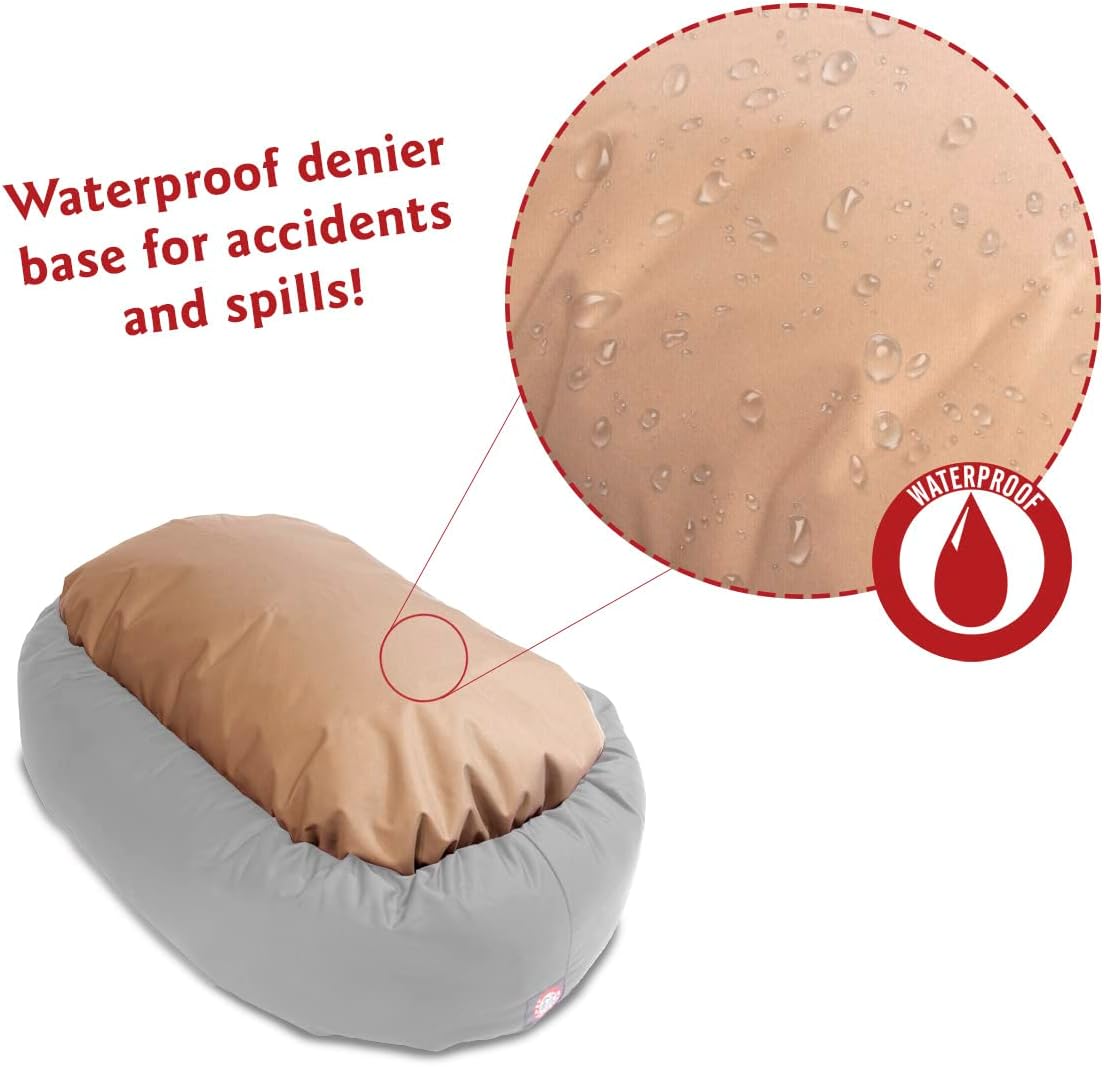 Majestic Pet 52 Inch Suede Calming Dog Bed Washable 52x35x11 (Inch) – Cozy Soft Round Donut Dog Bed with Spine Support for Dogs to Rest their Head - Round Pet Bed X- Large – Chocolate