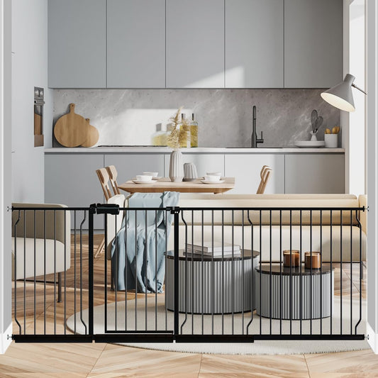 Fairy Baby Extra Wide Baby Gate 85.8-90.5 Inch Wide, Walk Through Pressure Mounted No Drill, Long and Large Tension Gate for Pet and Kids