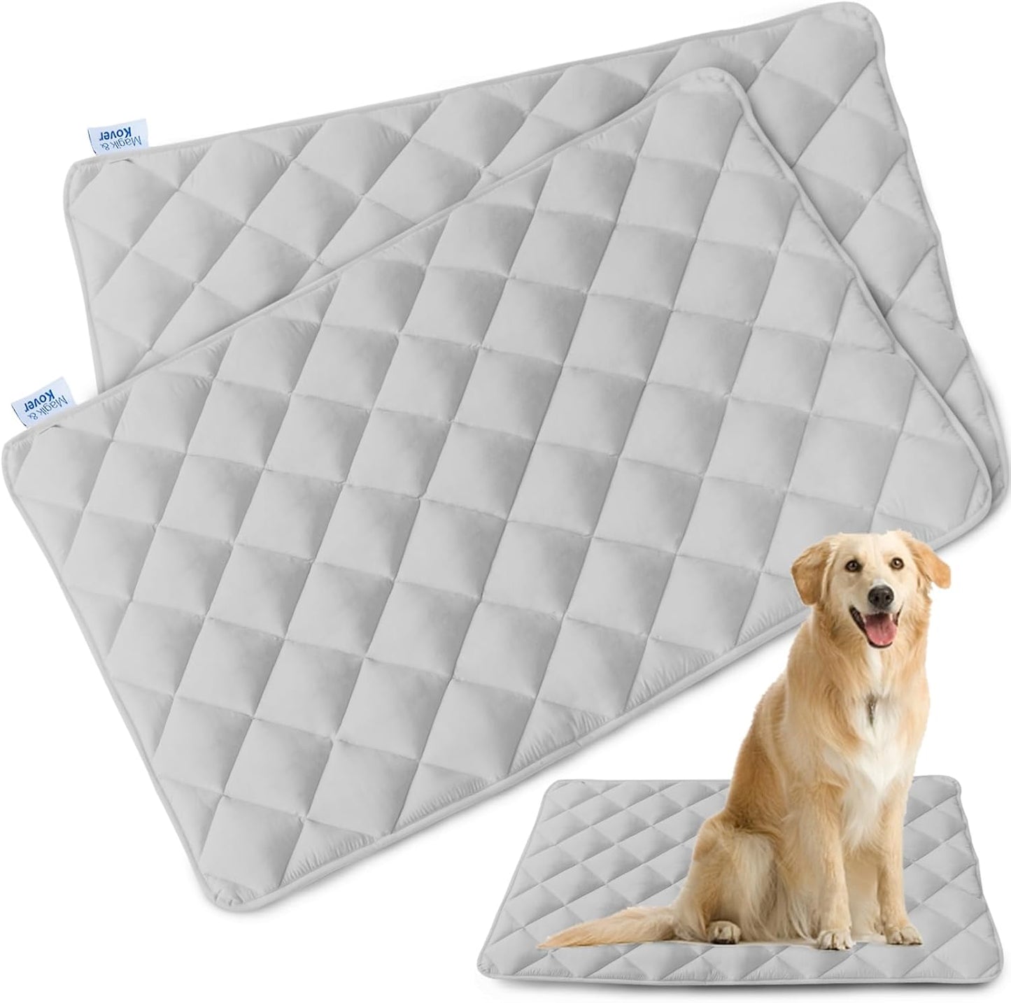 Magik & Kover Dog Crate Pad 2 Pack (48" x 30"), Soft Dog Crate Mat with Anti-Slip Bottom, Machine Washable Kennel Pad, Fits 48 Inch Crate, Grey