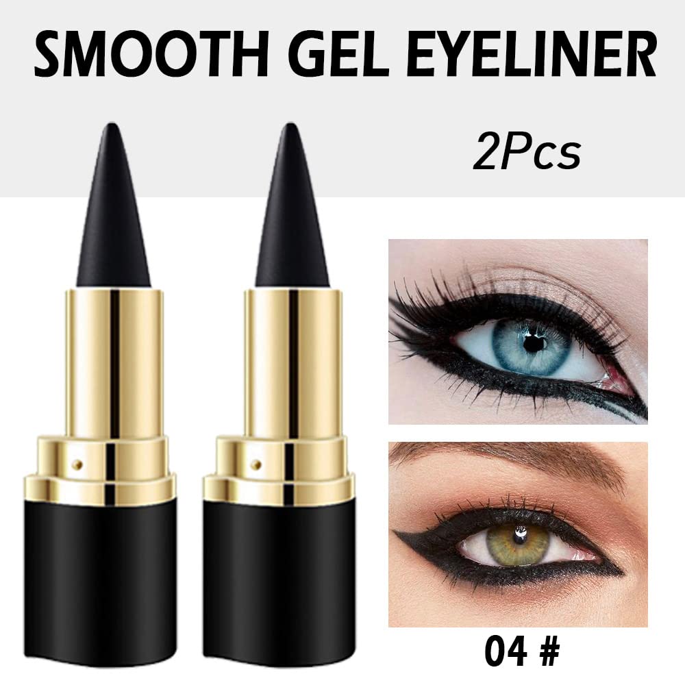 evpct 2Pcs Natural Black Eyeliner Cream Gel Eyeliner Pencil, Black Eye Liner Pencils for Older Women, Waterproof Eyeliners Pencil for Witch Halloween Goth Make up set, Eyeshadow Palette lapiz de ojos